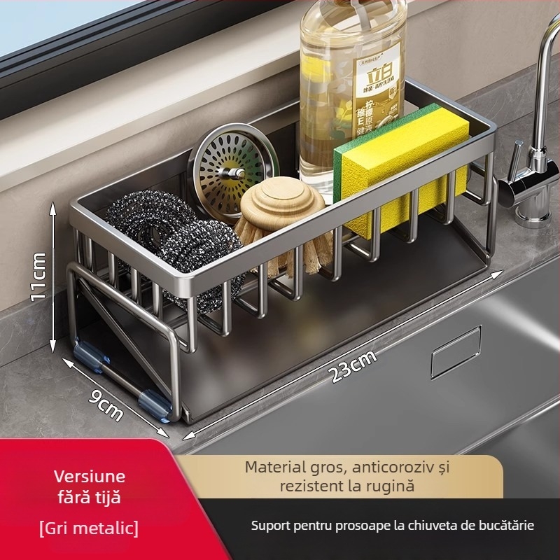Raft de depozitare pentru bucătărie, raft de uscare pentru chiuvetă, robinet din oțel carbon, pentru spălarea și curățarea vaselor, raft de depozitare cu bile din sârmă de oțel, artefact
