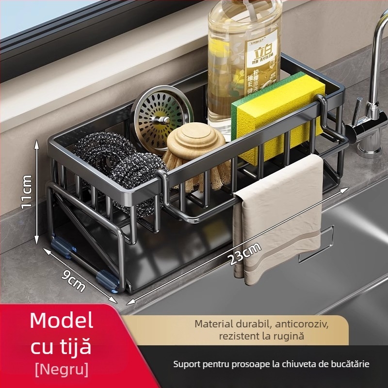 Raft de depozitare pentru bucătărie, raft de uscare pentru chiuvetă, robinet din oțel carbon, pentru spălarea și curățarea vaselor, raft de depozitare cu bile din sârmă de oțel, artefact
