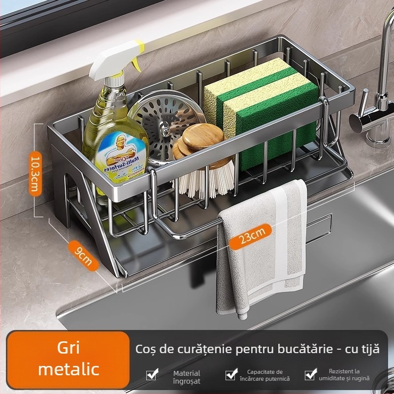 Raft de depozitare pentru bucătărie, raft de uscare pentru chiuvetă, robinet din oțel carbon, pentru spălarea și curățarea vaselor, raft de depozitare cu bile din sârmă de oțel, artefact