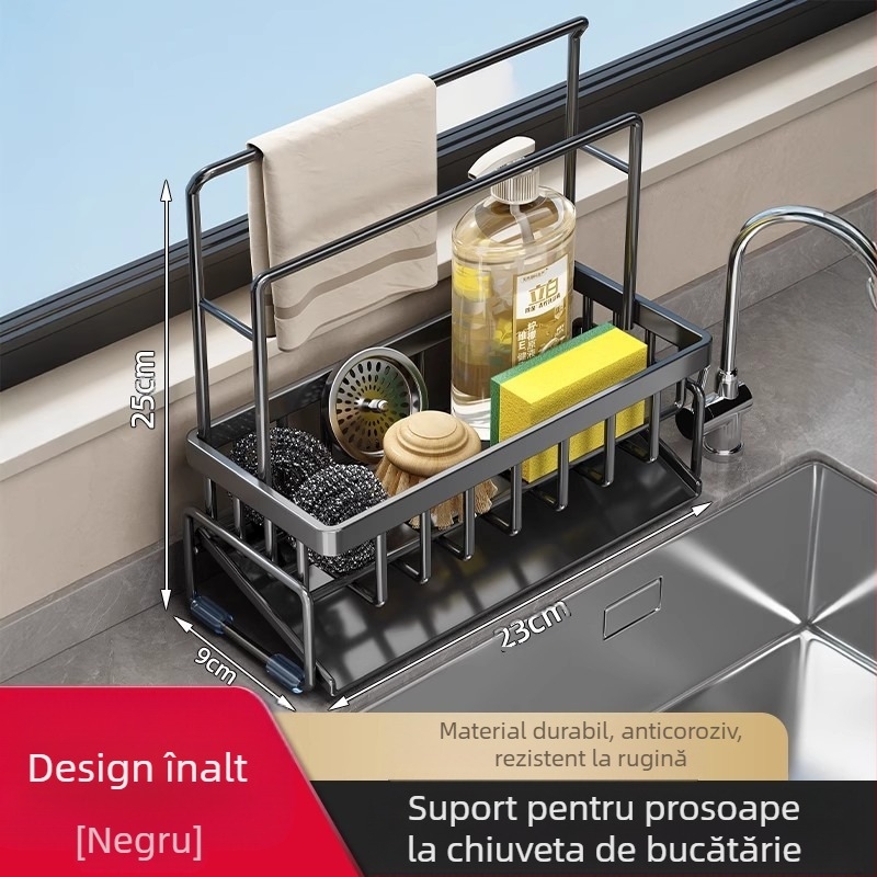Raft de depozitare pentru bucătărie, raft de uscare pentru chiuvetă, robinet din oțel carbon, pentru spălarea și curățarea vaselor, raft de depozitare cu bile din sârmă de oțel, artefact