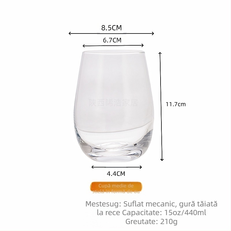 Pahar de vin roșu în formă de ou, fără aderență, pentru aromaterapie, lumânare în formă de ou, 16 oz, din sticlă transparentă vopsită prin pulverizare electrolizată