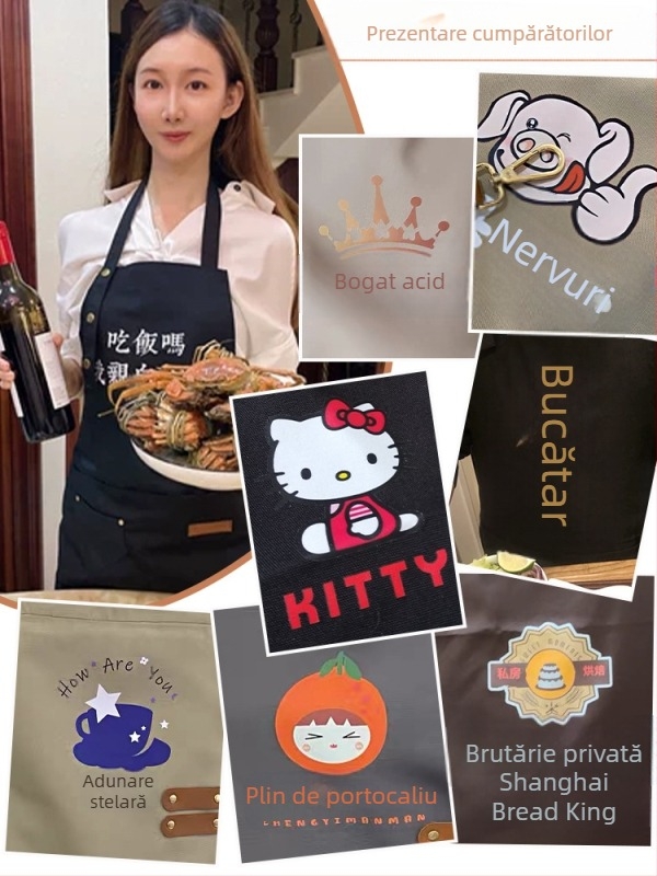 Șorț din pânză impermeabilă, imprimare logo, catering dedicat, barista, ceai cu lapte, manichiură, salopetă de bucătărie pentru femei