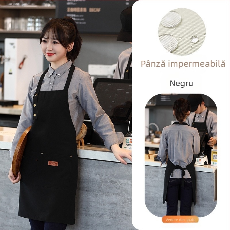 Șorț din pânză impermeabilă, imprimare logo, catering dedicat, barista, ceai cu lapte, manichiură, salopetă de bucătărie pentru femei