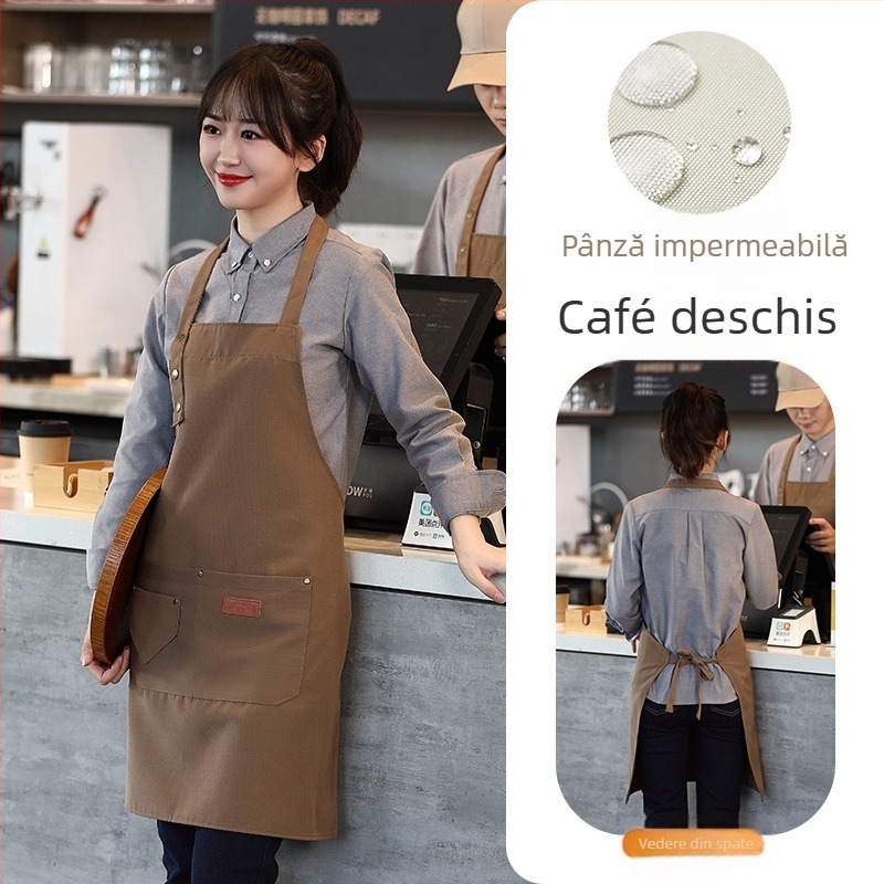 Șorț din pânză impermeabilă, imprimare logo, catering dedicat, barista, ceai cu lapte, manichiură, salopetă de bucătărie pentru femei