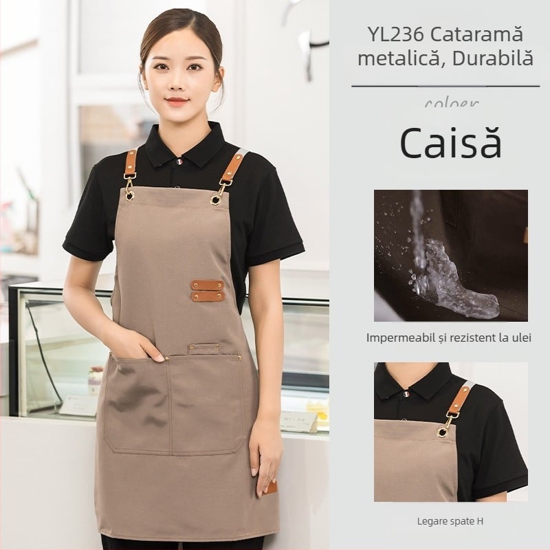 Șorț din pânză impermeabilă, imprimare logo, catering dedicat, barista, ceai cu lapte, manichiură, salopetă de bucătărie pentru femei