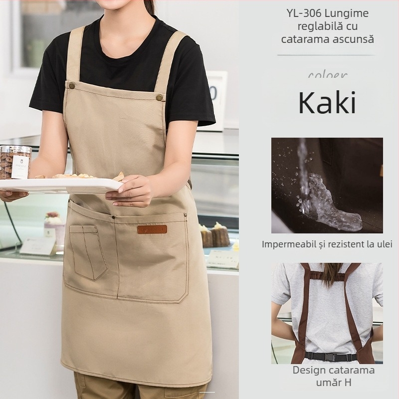 Șorț din pânză impermeabilă, imprimare logo, catering dedicat, barista, ceai cu lapte, manichiură, salopetă de bucătărie pentru femei