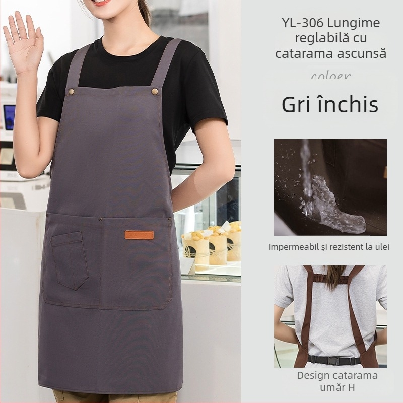 Șorț din pânză impermeabilă, imprimare logo, catering dedicat, barista, ceai cu lapte, manichiură, salopetă de bucătărie pentru femei