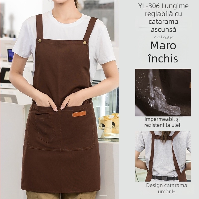 Șorț din pânză impermeabilă, imprimare logo, catering dedicat, barista, ceai cu lapte, manichiură, salopetă de bucătărie pentru femei