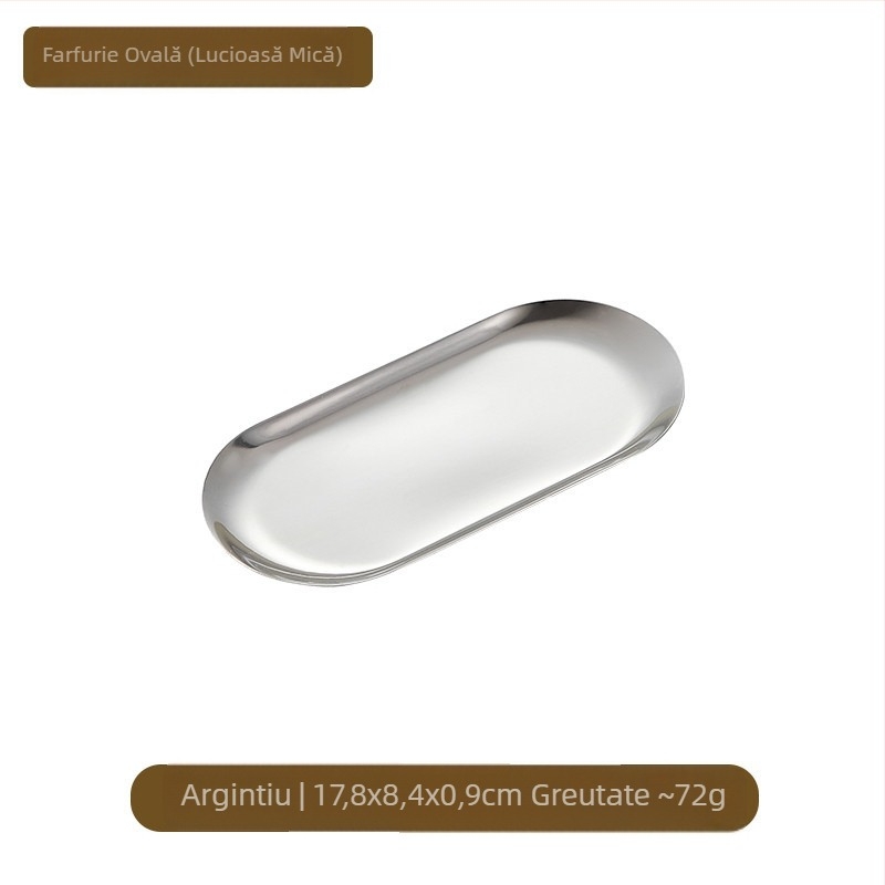 Farfurie ovală din oțel inoxidabil auriu, stil coreean, gustare transfrontalieră, farfurie pătrată, gustare, farfurie plată, șasiu plat, farfurie ovală cu oglindă
