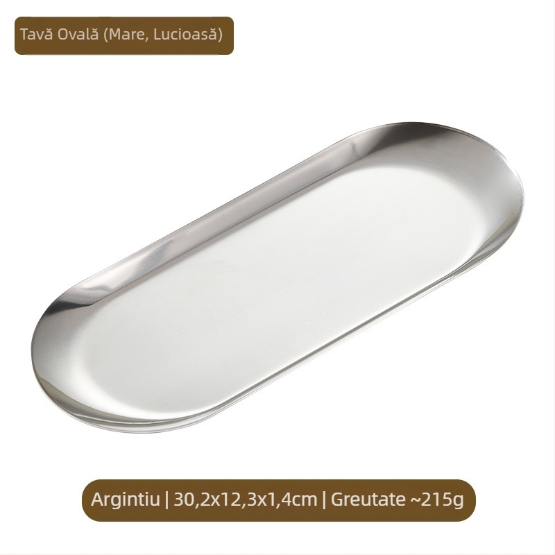 Farfurie ovală din oțel inoxidabil auriu, stil coreean, gustare transfrontalieră, farfurie pătrată, gustare, farfurie plată, șasiu plat, farfurie ovală cu oglindă