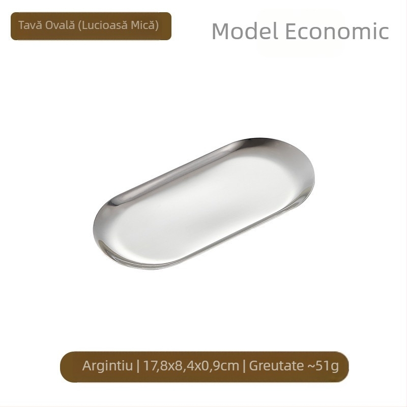 Farfurie ovală din oțel inoxidabil auriu, stil coreean, gustare transfrontalieră, farfurie pătrată, gustare, farfurie plată, șasiu plat, farfurie ovală cu oglindă