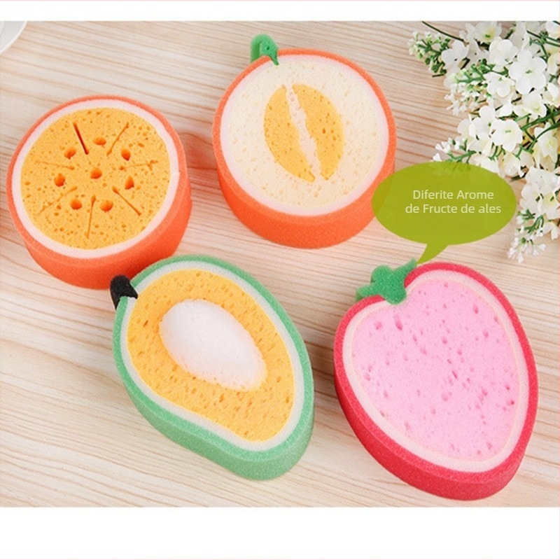 Desene animate baie curățare burete portocală dulce căpșuni pepene galben mango vase burete prosop de baie pentru copii en-gros