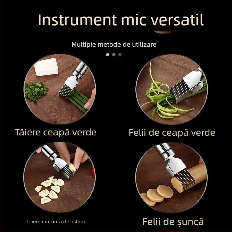 Cuțit multifuncțional pentru tăierea ceapei din oțel inoxidabil, răzuitor, rindea pentru ceapă, muguri de usturoi, tăiere, gadgeturi de bucătărie