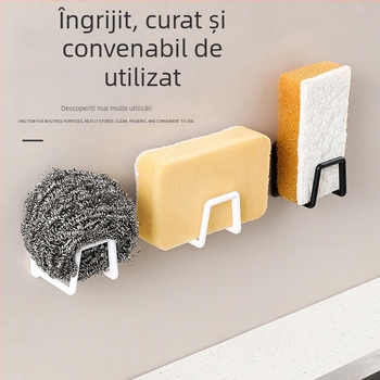 Chiuvetă de bucătărie cu bilă de oțel, raft pentru oală, fără perforare, rack de depozitare suspendat pentru scurgere, rack de perete