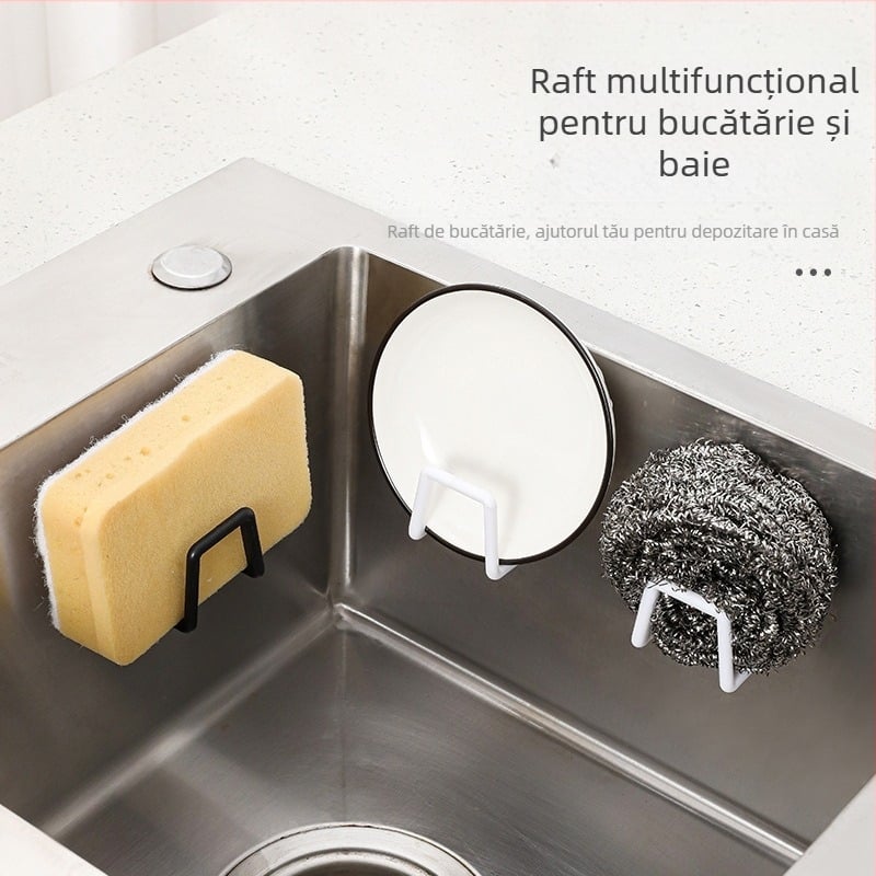 Chiuvetă de bucătărie cu bilă de oțel, raft pentru oală, fără perforare, rack de depozitare suspendat pentru scurgere, rack de perete