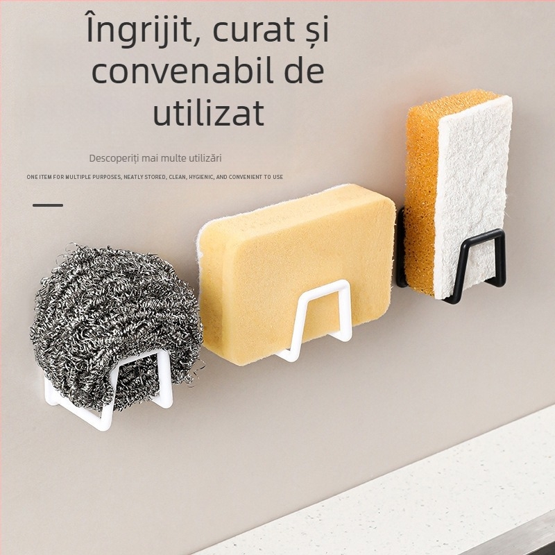 Chiuvetă de bucătărie cu bilă de oțel, raft pentru oală, fără perforare, rack de depozitare suspendat pentru scurgere, rack de perete