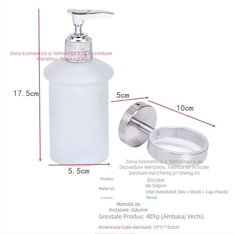 Dispenser manual de săpun cu sârmă, montat pe perete, din oțel inoxidabil 304, transfrontalier, 200 ml, sticlă de gel de duș și șampon, cutie dezinfectantă pentru mâini