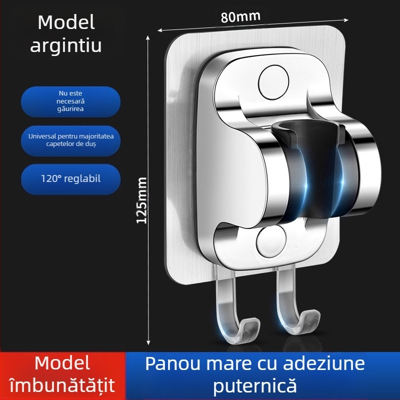 Suport de duș fără perforații, accesorii pentru cap de duș suspendat, bază reglabilă pentru cap de duș pentru baie, uscare de flori, artefact fix