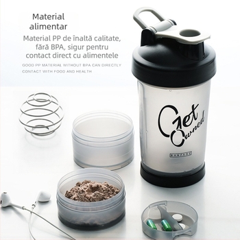 Shake proteic pudră, cană creativă din plastic cu trei straturi, combinație de cană sportivă cu fierbător portabil, logo-ul producătorului