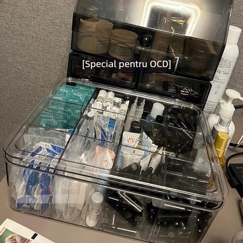 Cutie de depozitare a esenței de unică folosință, suport pentru depozitarea mostrelor cosmetice, produse de îngrijire a pielii pentru desktop, cutie de finisare acrilică pentru ruj, transparentă