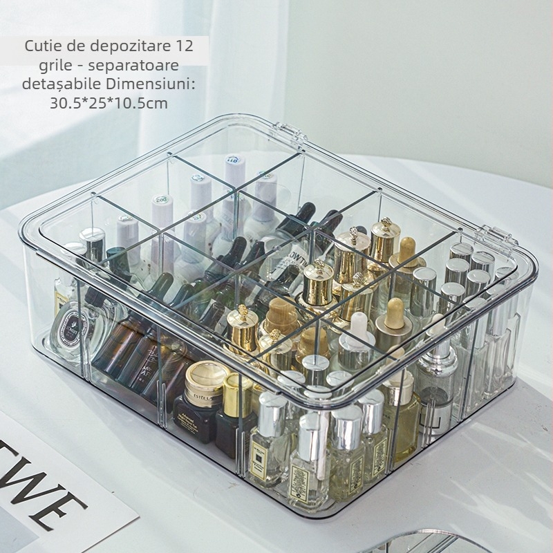 Cutie de depozitare a esenței de unică folosință, suport pentru depozitarea mostrelor cosmetice, produse de îngrijire a pielii pentru desktop, cutie de finisare acrilică pentru ruj, transparentă