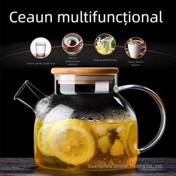 Sticlă cu valoare cromatică ridicată, cu mâner, ceainic rezistent la temperaturi ridicate, ceainic comercial cu corp drept, ceainic rece, ceainic rece, ceainic din sticlă
