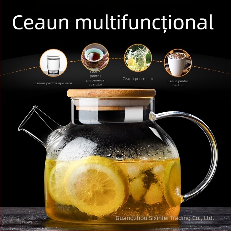 Sticlă cu valoare cromatică ridicată, cu mâner, ceainic rezistent la temperaturi ridicate, ceainic comercial cu corp drept, ceainic rece, ceainic rece, ceainic din sticlă
