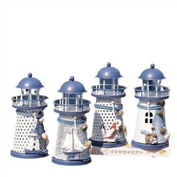 Ornamente pentru casă în stil mediteranean, cu sclipici, scoică oceanică, far din fier, meșteșuguri marine, modă