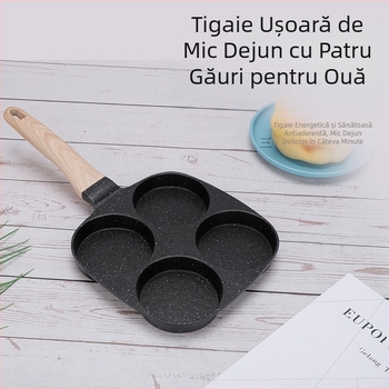 Tigaie de uz casnic pentru micul dejun, ouă, burger, clătite, tigaie, mucegai cu patru găuri, tigaie pentru ouă prăjite, ouă prăjite, mașină de burger, tigaie antiaderentă