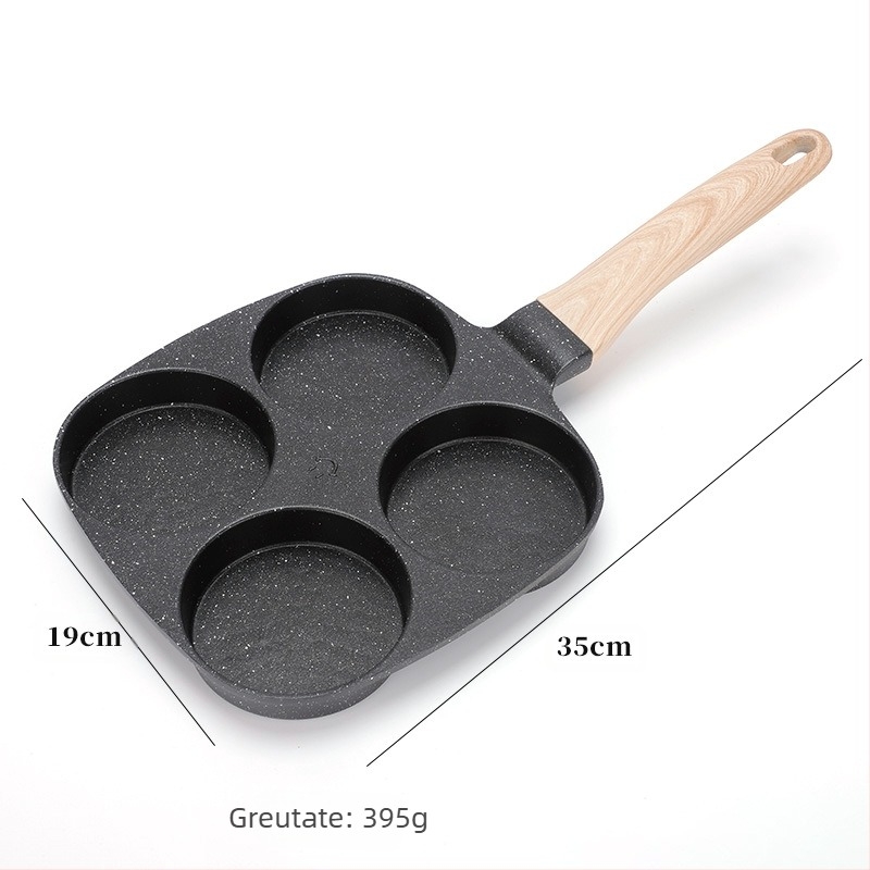 Tigaie de uz casnic pentru micul dejun, ouă, burger, clătite, tigaie, mucegai cu patru găuri, tigaie pentru ouă prăjite, ouă prăjite, mașină de burger, tigaie antiaderentă