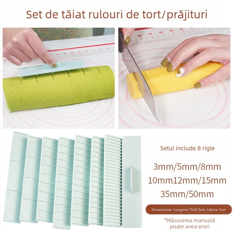 Riglă de măsurat fursecuri, tăietor de biscuiți, controler pentru rulouri de tort, riglă de copt pentru uz casnic cu tăieturi groase, instrument pentru tăieturi groase
