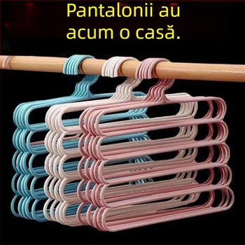 Cinci straturi pantaloni rack garderobă depozitare artefact îngroșat anti-alunecare umeraș depozitare rack pantaloni clip de uz casnic adult pantaloni agățat