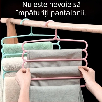 Cinci straturi pantaloni rack garderobă depozitare artefact îngroșat anti-alunecare umeraș depozitare rack pantaloni clip de uz casnic adult pantaloni agățat
