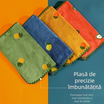 Prosop de față absorbant, îngroșat, cu broderie de fructe, brodat cu desene animate, prosop de față pentru adulți, cu uscare rapidă