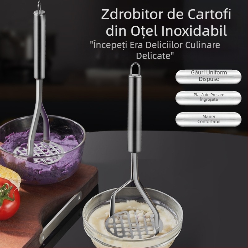 Bucătărie din oțel inoxidabil zdrobitor de cartofi ... de uz casnic presă manuală de cartofi zdrobitor instrument supliment alimentar pentru bebeluși
