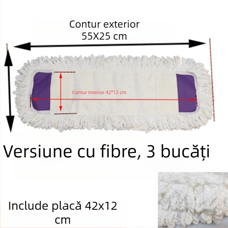 Înlocuire mop plat Pânză Husă pentru mop tip 65 cm Fir de bumbac absorbant praf Cap de împingere Cap de mop leneș