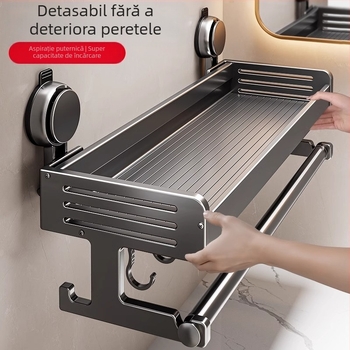 Suport de depozitare pentru ventuză pentru toaletă, baie, prosoape de toaletă, gel de duș, șampon, cosmetice, suport de depozitare fără perforații