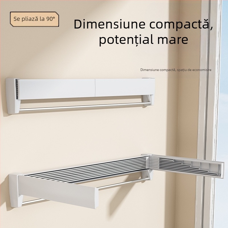 Suport de uscare invizibil pentru baie, balcon interior, fereastră tip Bay, pliabil, montat pe perete, telescopic, pentru prosoape, uscare de haine, artefact