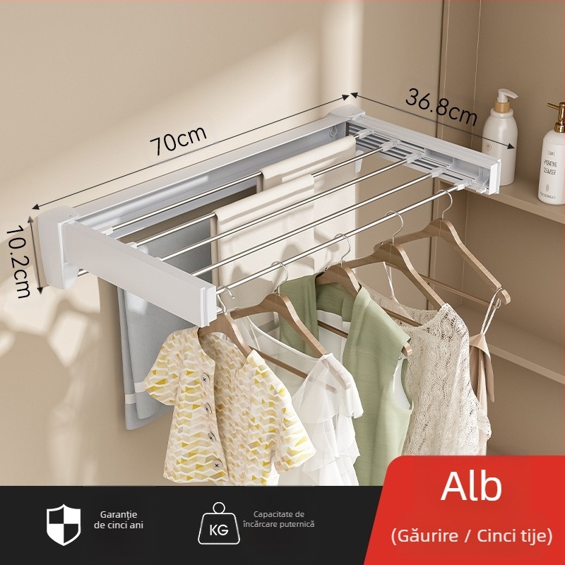 Suport de uscare invizibil pentru baie, balcon interior, fereastră tip Bay, pliabil, montat pe perete, telescopic, pentru prosoape, uscare de haine, artefact