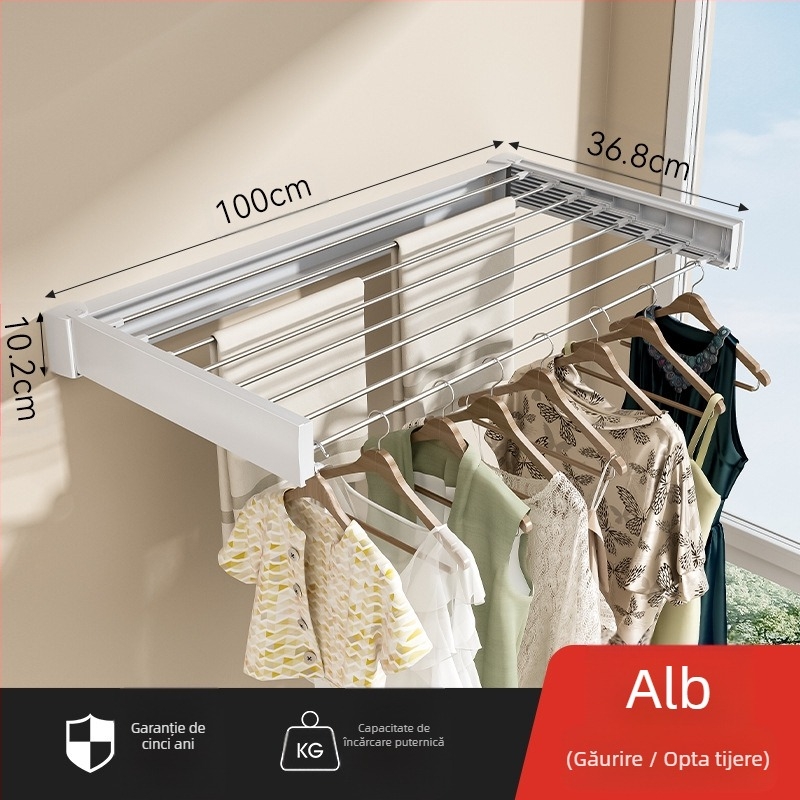 Suport de uscare invizibil pentru baie, balcon interior, fereastră tip Bay, pliabil, montat pe perete, telescopic, pentru prosoape, uscare de haine, artefact