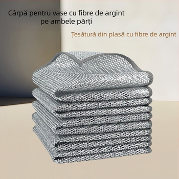 Cârpă cu bilă din sârmă de oțel, lavetă de vase din sârmă de oțel, curățare bucătărie, perie specială din sârmă de argint, fără ulei, prosop de vase pentru tigaie