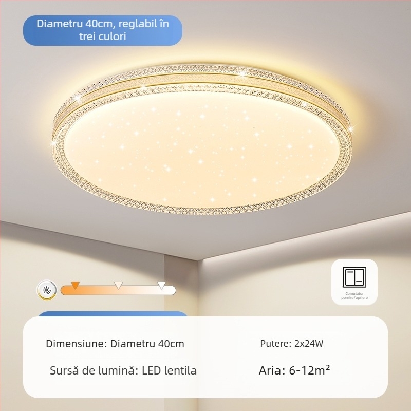 Lampă de tavan LED, lampă pentru dormitor matrimonial, lampă simplă și modernă pentru living, lampă rotundă pentru studiu, balcon, culoar, lampă nouă