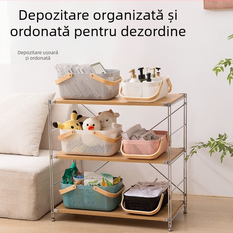 Coș de depozitare portabil la preț potrivit, coș de depozitare pentru uz casnic, depozitare pentru bucătărie, albastru, coș de legume și fructe în stil japonez, depozitare pentru baie, albastru