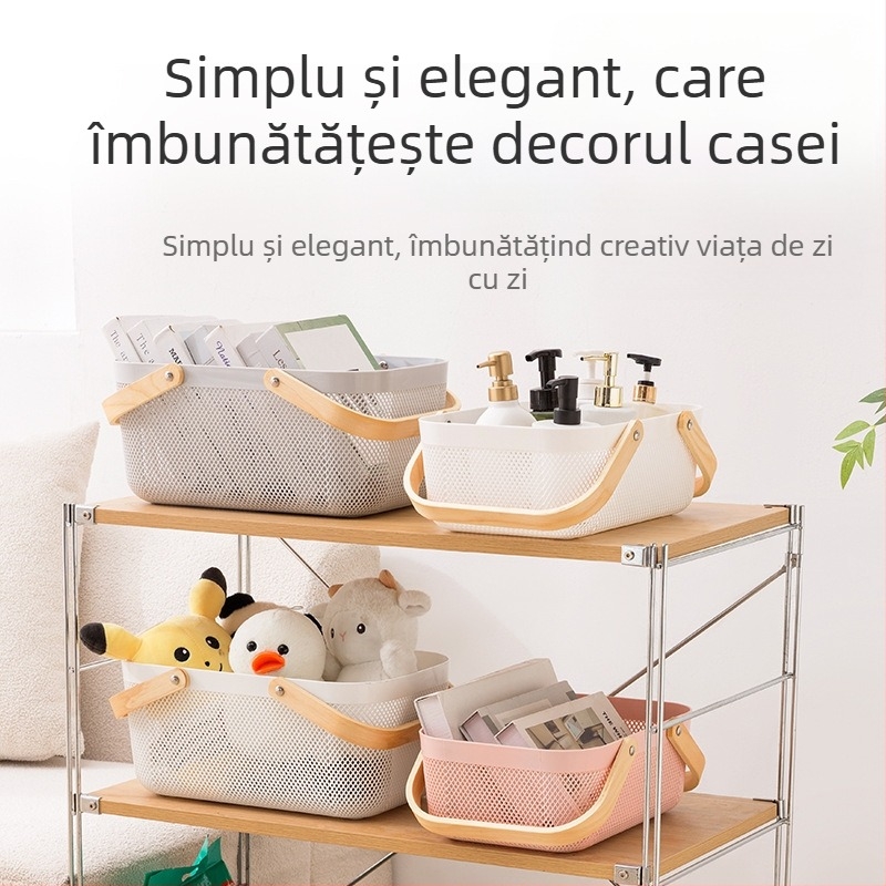 Coș de depozitare portabil la preț potrivit, coș de depozitare pentru uz casnic, depozitare pentru bucătărie, albastru, coș de legume și fructe în stil japonez, depozitare pentru baie, albastru