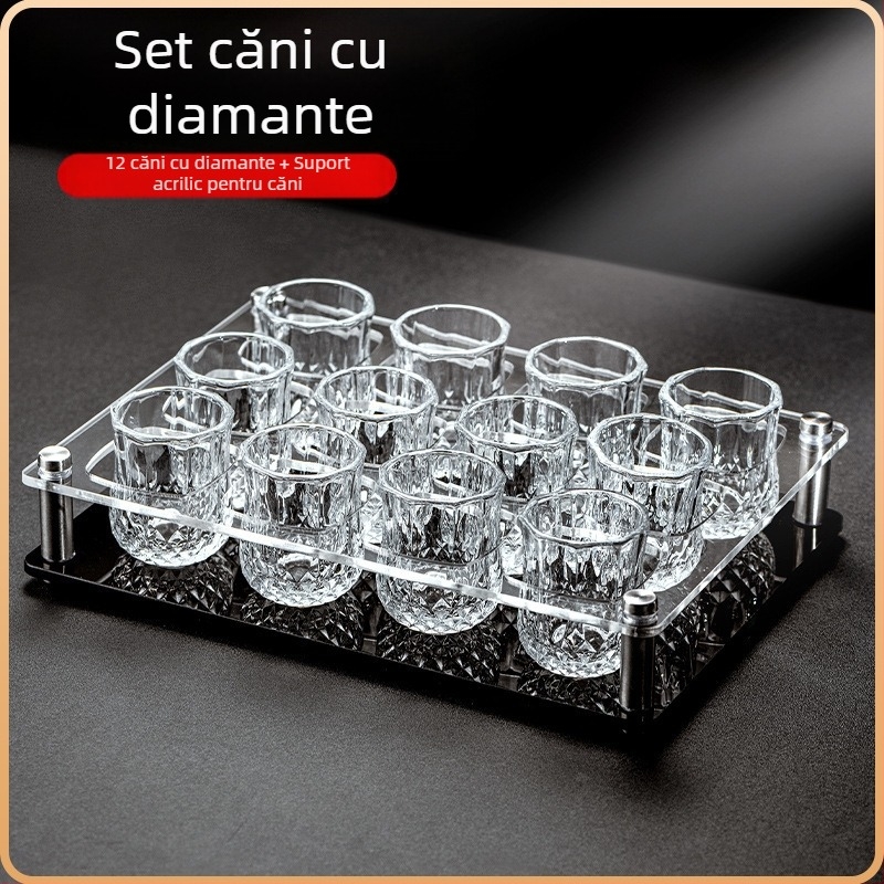 Pahar de vin alb potrivit pentru acasă, lumină de lux, 50 ml, unul sau două pahare de vin mici cu diamante, o cupă, unul, două pahare de vin, potrivite pentru casă