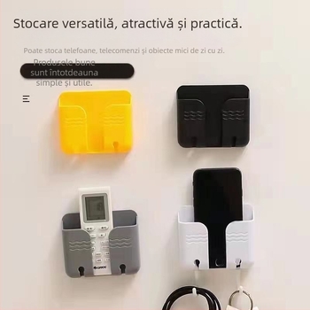 Cutie de depozitare cu telecomandă, cutie suspendată de perete, cutie montată pe perete, fără perforații, cutie de telefon mobilă, suport de depozitare pentru chei în living room creativ