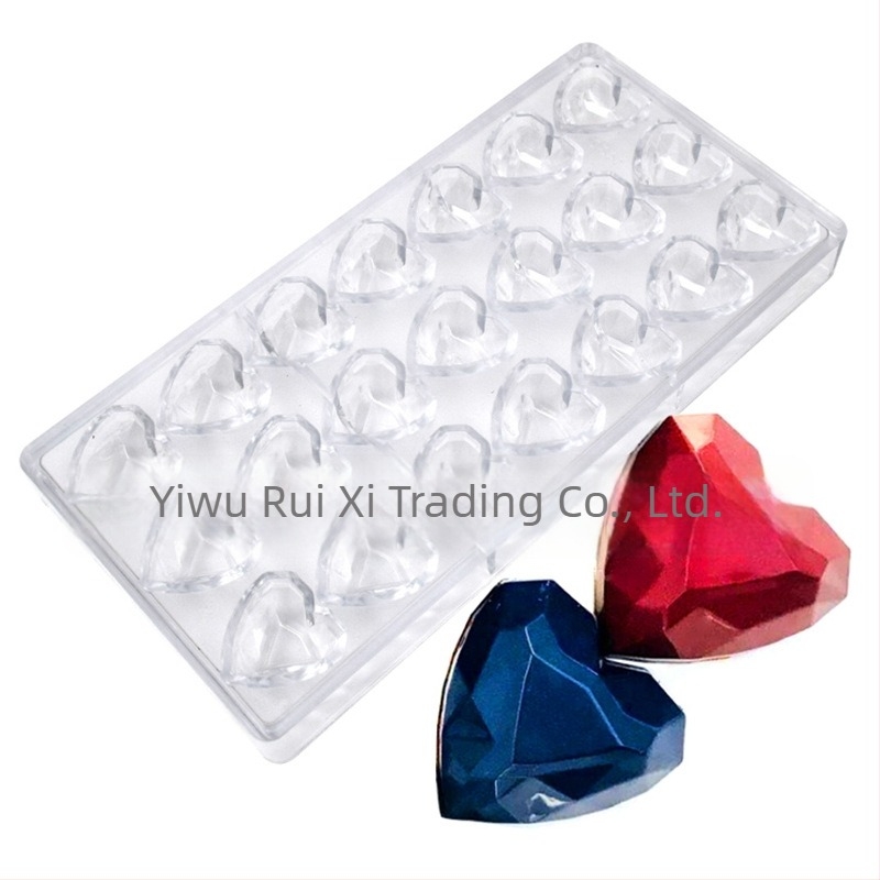 Mucegai de ciocolată cu diamant dragoste, mucegai de plastic cu diamant, inimă de ciocolată, bomboane de copt pentru tort