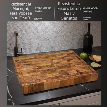 Tocător de bucătărie din lemn de tec gros, en-gros, supradimensionat, cu scurgere