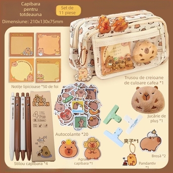 Noua carcasă pentru creioane Capibala pentru fete, elevi de școală primară, cu aspect deosebit, cu flip, capacitate mare, pentru papetărie, pentru băieți