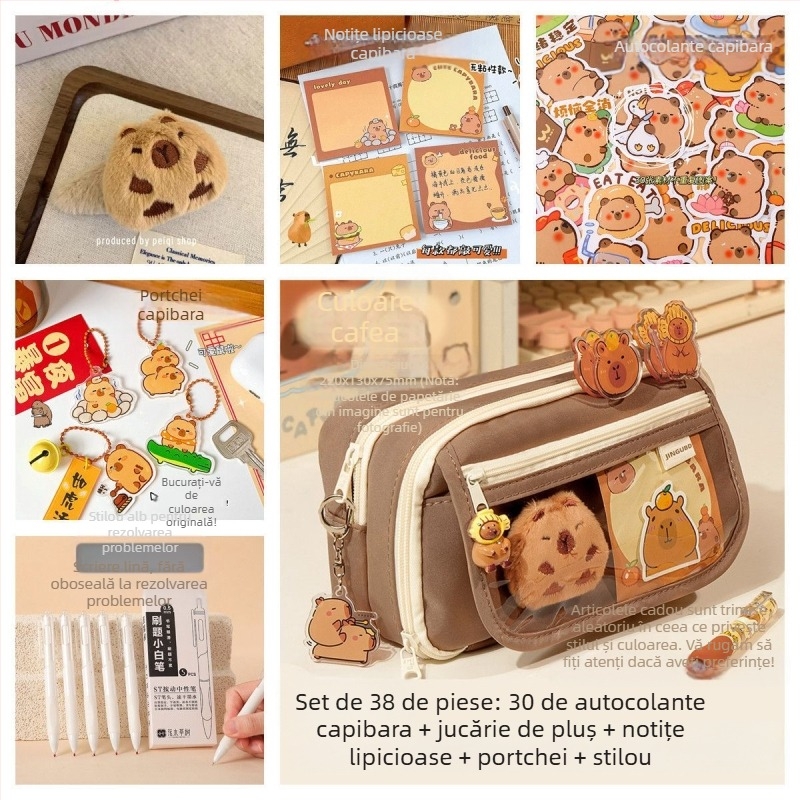 Noua carcasă pentru creioane Capibala pentru fete, elevi de școală primară, cu aspect deosebit, cu flip, capacitate mare, pentru papetărie, pentru băieți